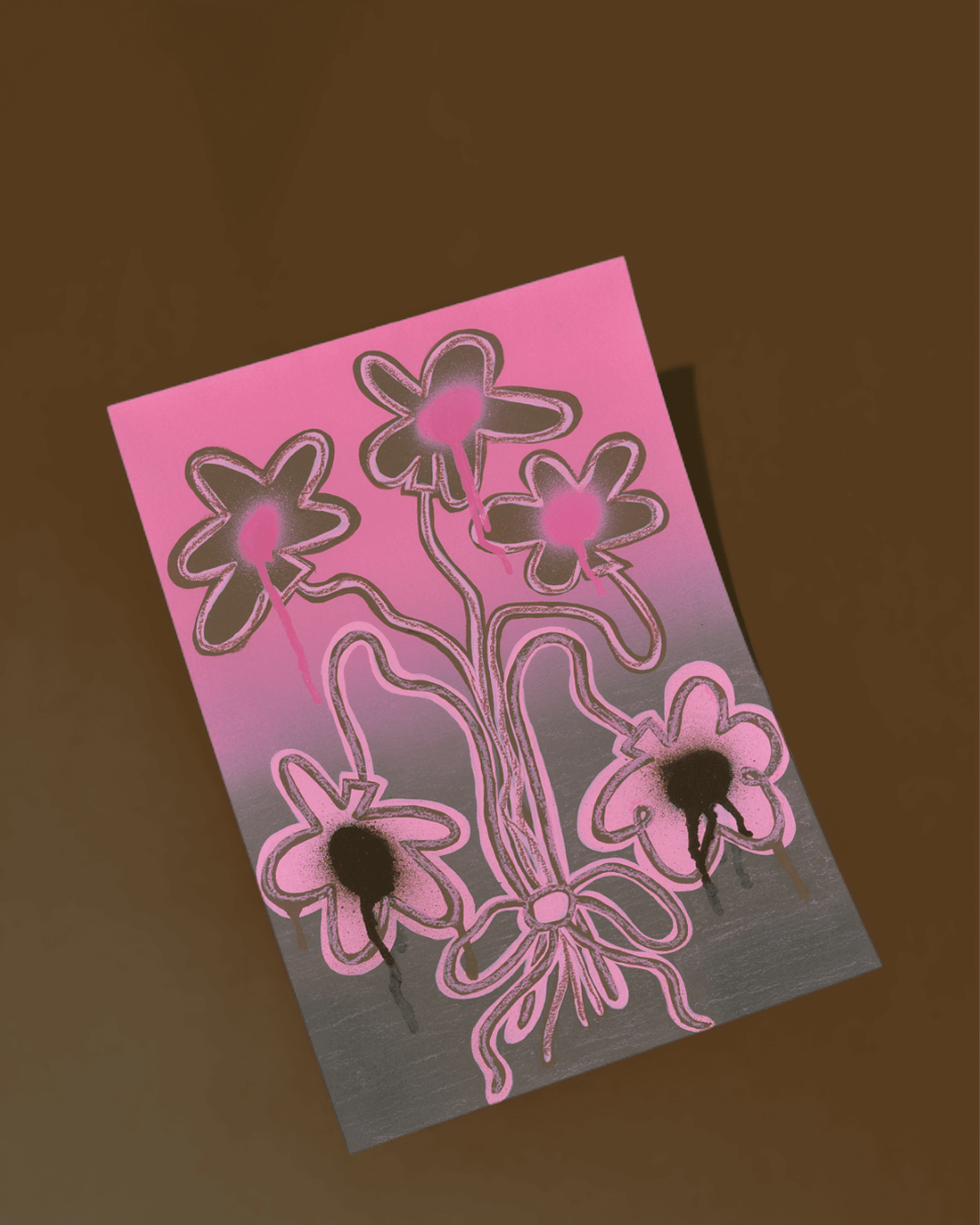 Fine art print of floating flower balloons tied up in a bow by local artist Jay-Dee Pitcaithly