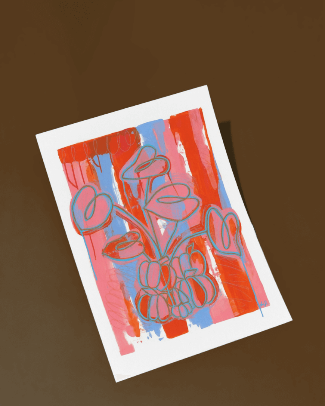 Fine art print of flowers and pumpkins by Melbourne artist Jay-Dee Pitcaithly