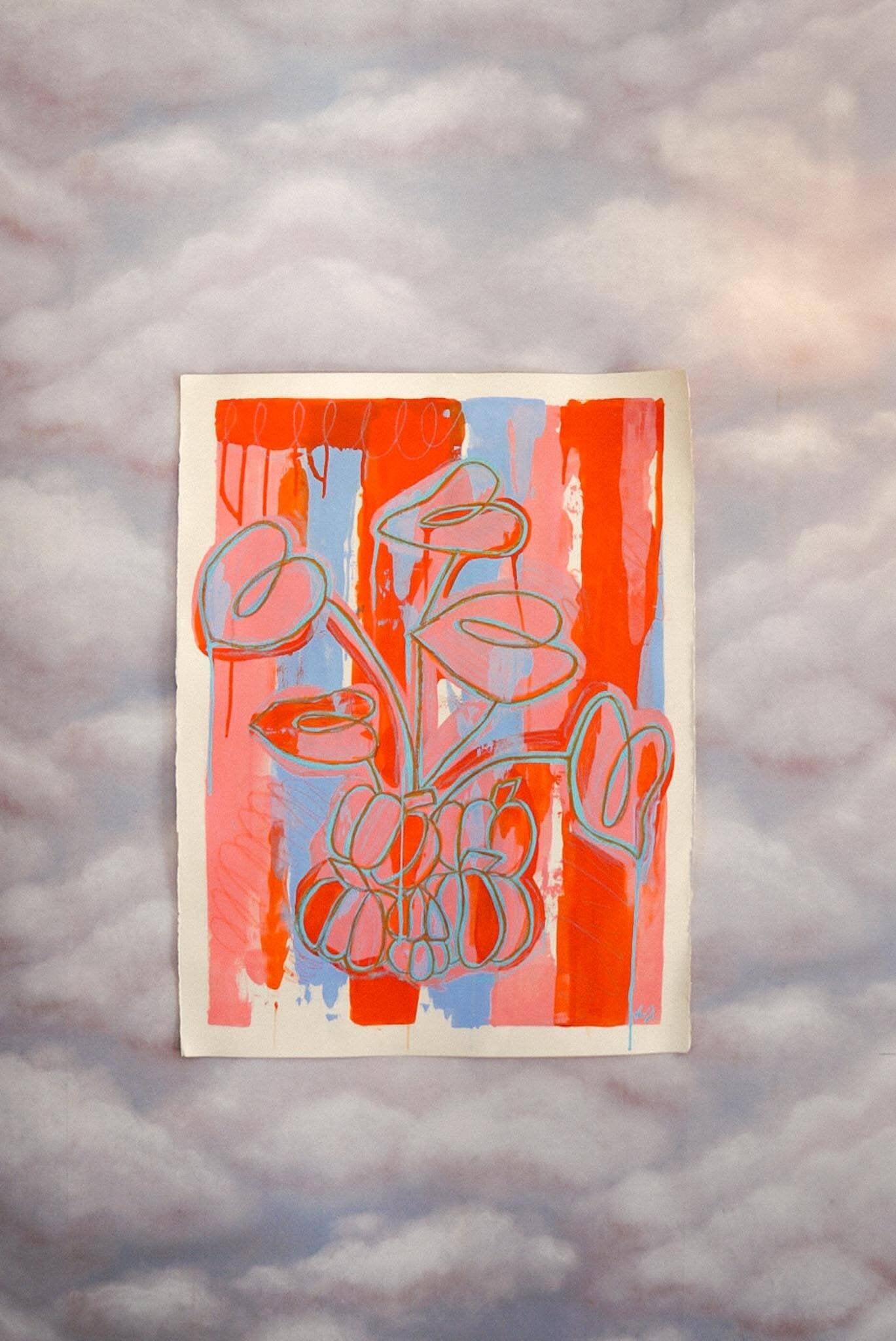 Abstract original artwork with floral design by local artist Jay-Dee Pitcaithly inspired by Sir Botanical