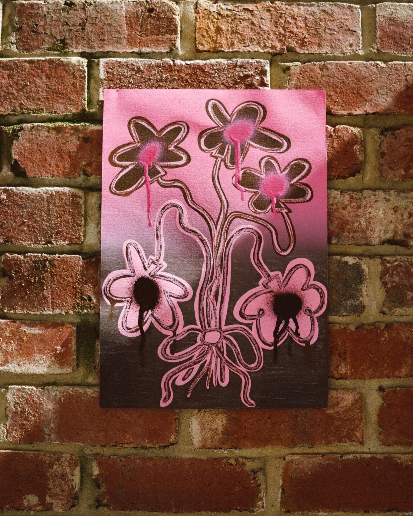 Fine art print of brown and pink flower balloons created by Melbourne artist Jay-Dee Pitcaithly
