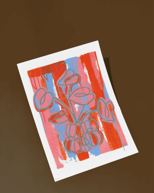 Fine art print of flowers and pumpkins by Melbourne artist Jay-Dee Pitcaithly